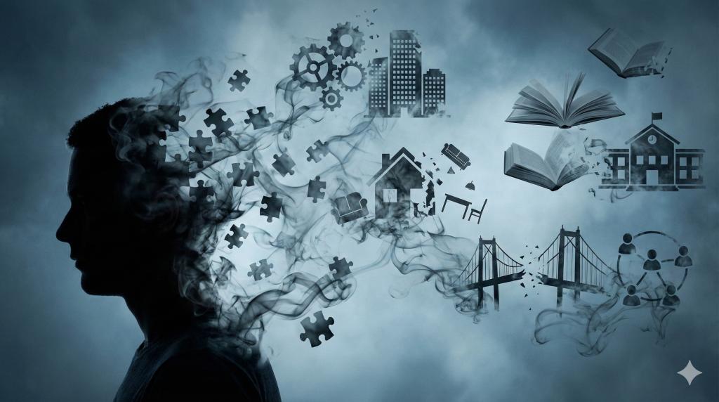 Fragmenting self - loss of identity. Generated by Gemini.