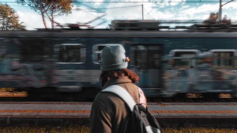 looking at a train