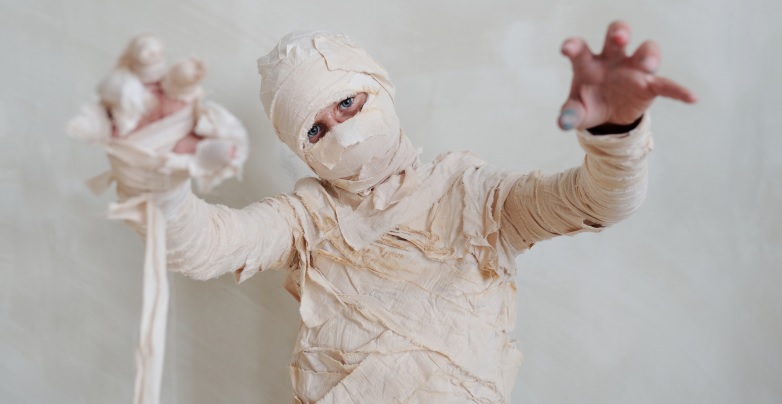 Kid in a mummy costume