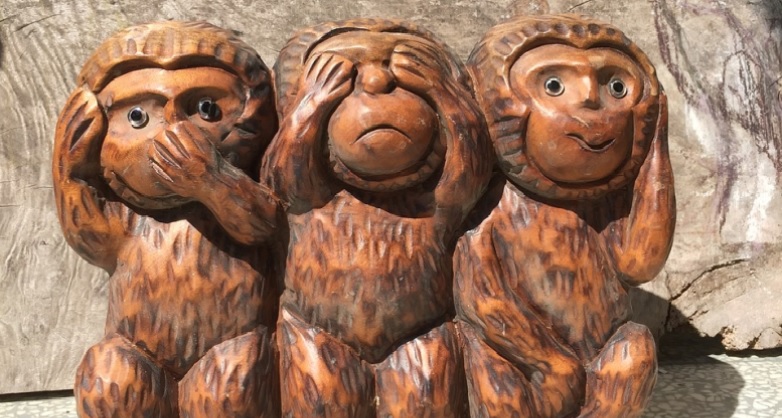 Three monkeys. Speak no evil, see no evil, hear no evil