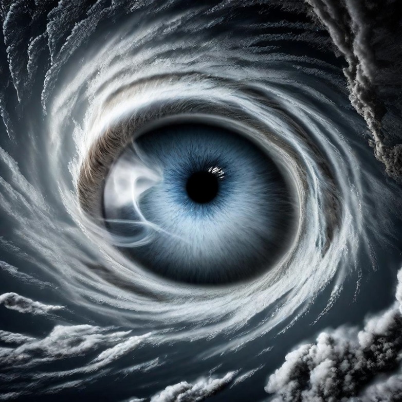Hurricane with human eye in the center of it