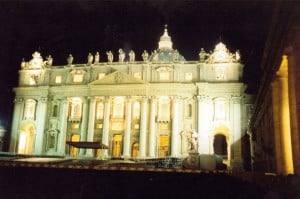 St. Peter's Basilica at night  (Photo:  Kathy Schiffer)