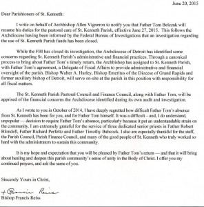Bishop Reiss letter