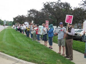Protesters gathered at Planned Parenthood in Livonia