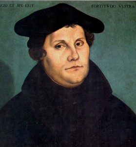 MARTIN LUTHER, 1529 by Lucas Cranach the Elder [Public domain], via Wikimedia Commons