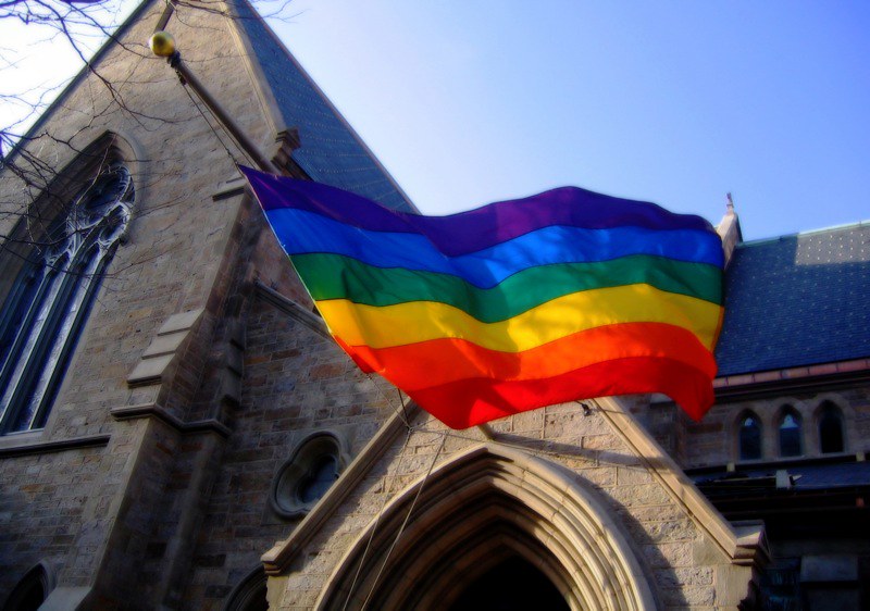 Church with an LGBTQIA Flag