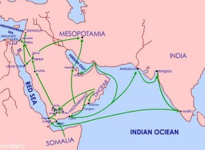 The Silk Road from India and Incense Road from Arabian Peninsula