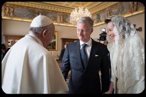 Pope Francis Greets King Philippe and Queen Mathilde