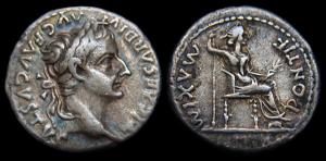 roman denarius showing tiberius caesar