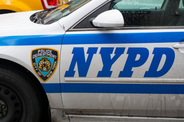 NEW YORK, US - NOVEMBER 22: Detail of door of New York Police ca