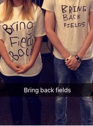 Students at Spring Valley High School wear homemade shirts saying "Bring Back Fields" on Oct. 30, 2015. (Photo: Via Twitter)