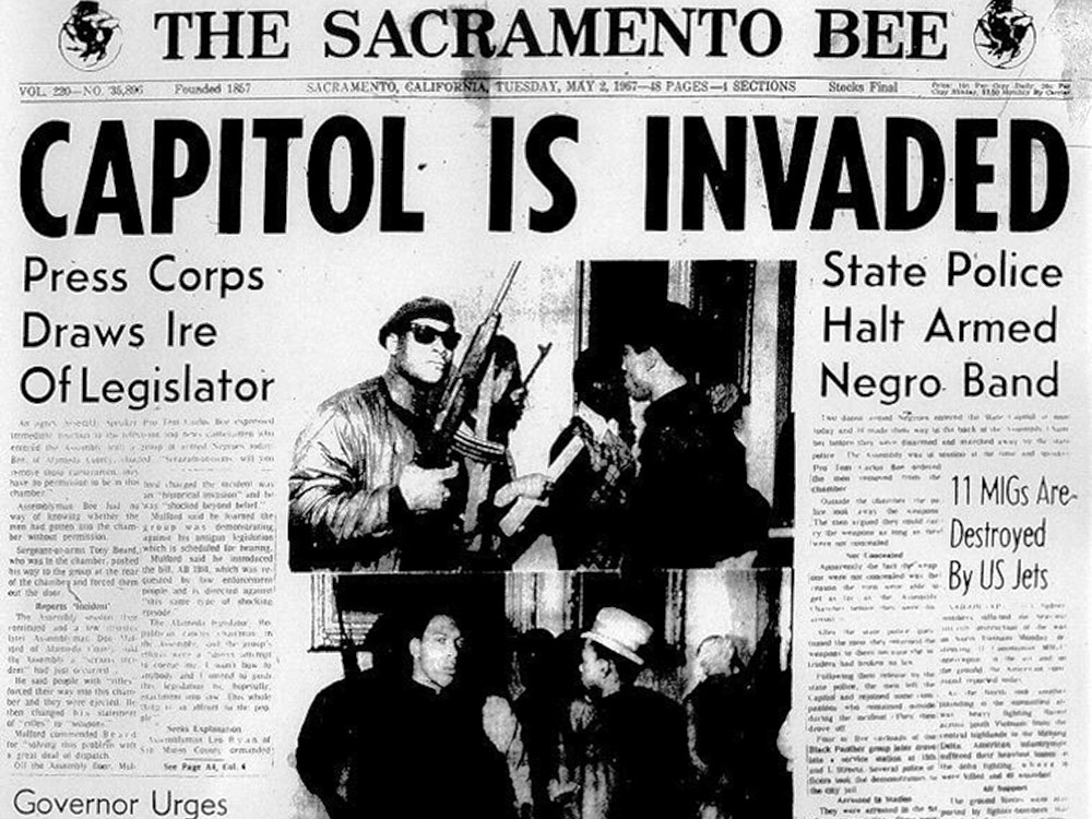 Front page of the Sacramento Bee, May 2nd 1967