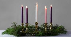 Advent candles in a wreath.