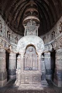 The winter solstice sunrise lights up this Buddha in Ajanta Caves.