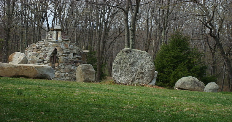 Standing stone and stone chapel in the Appalachian Mountains