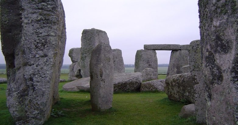 close-up of the standing stones of Stonehenge, England