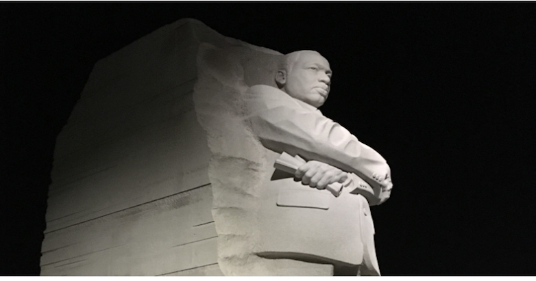 Statue of Rev. Dr. Martin Luther King, Jr Memorial in Washington DC at night