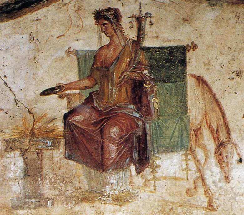 Fresco of Vesta/Hestia tending the sacred hearth