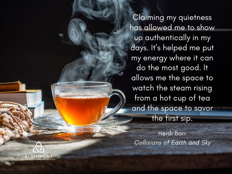 steam rising from a cup of tea and a quote from poe =t Heidi Barr