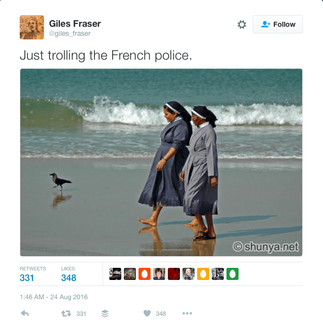 Nuns on beach