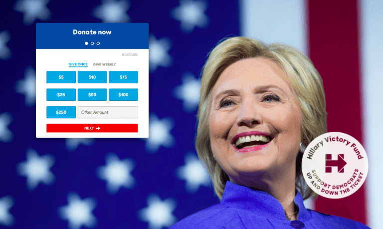 Donate screen hillary