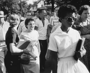 Elizabeth Eckford, one of the Little Rock Nine, in September 1957 (photo credit: Wikimedia Commons; public domain)