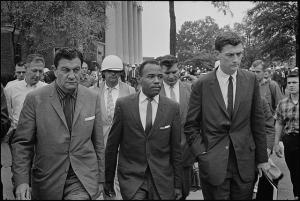 James Meredith, on the campus of University of Mississippi, with federal marshals