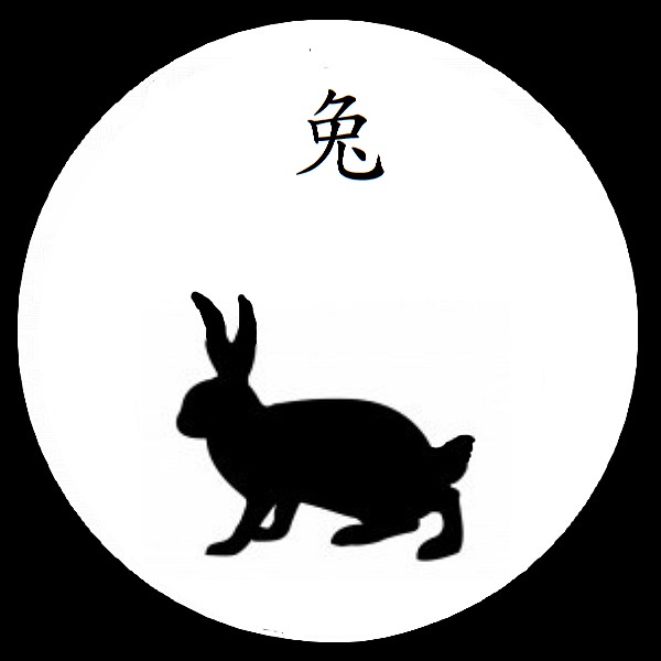 Rabit in a circicle lievre de l'astrologie chinoise, originellement OMBRE CHINOISE LIEVRE de Alice-astro avec correction du caractere "lapin"