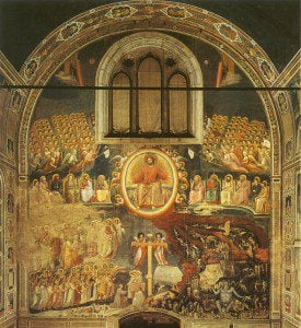 In Giotto's Last Judgment (1306), not all of the saints gaze toward Jesus Christ. Some look at each other. Still, heaven is strictly hierarchical and static.