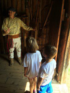 Historical interpreter at North West Company Fur Post playing a voyageur