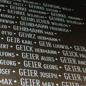 List of German names at the new Ring of Remembrance near Ablain-Saint-Nazaire, France