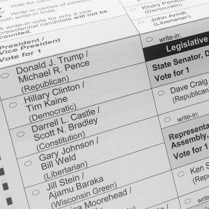 2016 ballot with presidential candidates