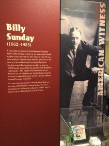 Billy Sunday display in WW1 America exhibit at Minnesota History Center