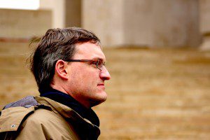 Chris staring off at the Thiepval Memorial