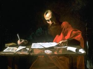 Valentin de Boulogne, Saint Paul Writing His Epistles, ca. 1618. If only it were all this simple...