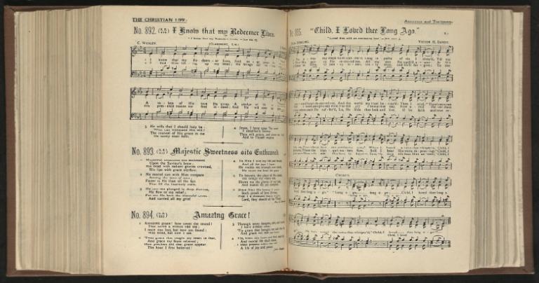 Sankey, Sacred Songs and Solos (opened to "I Know That My Redeemer Lives")