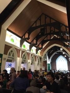 Congregation inside Wesley Methodist Church in Singapore