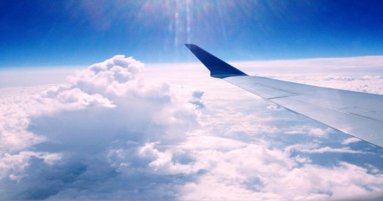 View of clouds out a plane window