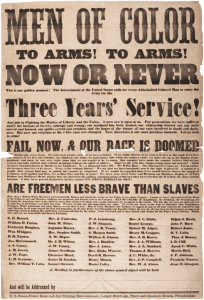 1863 broadside calling African Americans to fight for the Union