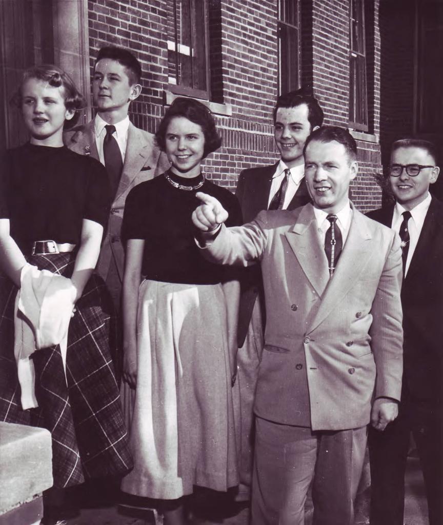 Carl Lundquist with Bethel students in the 1950s