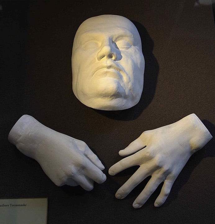 Luther's death mask and hands