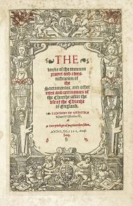the decorative title page for the book of common prayer