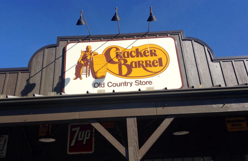 A photo of the Cracker Barrel sign from 2014