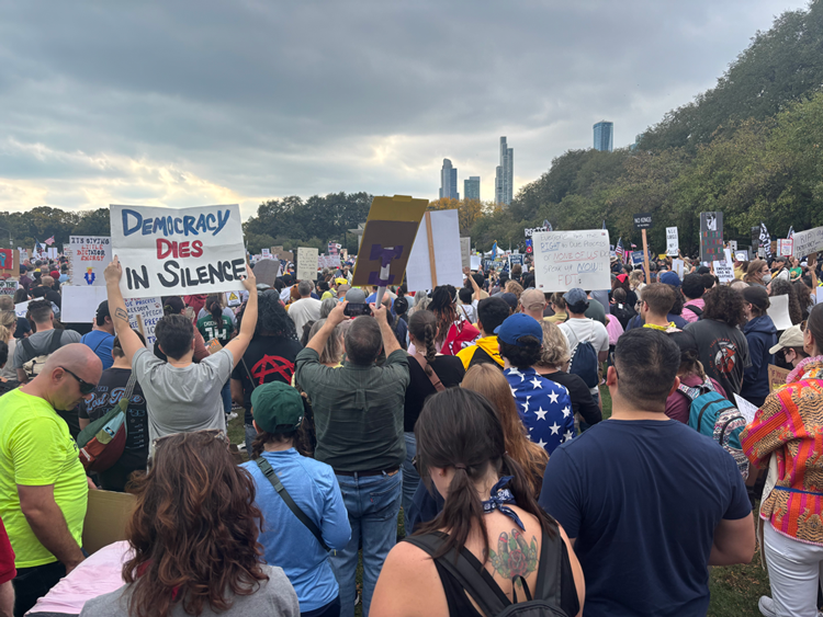 No Kings Protest in Grant Park, Saturday, October 18, 2025.