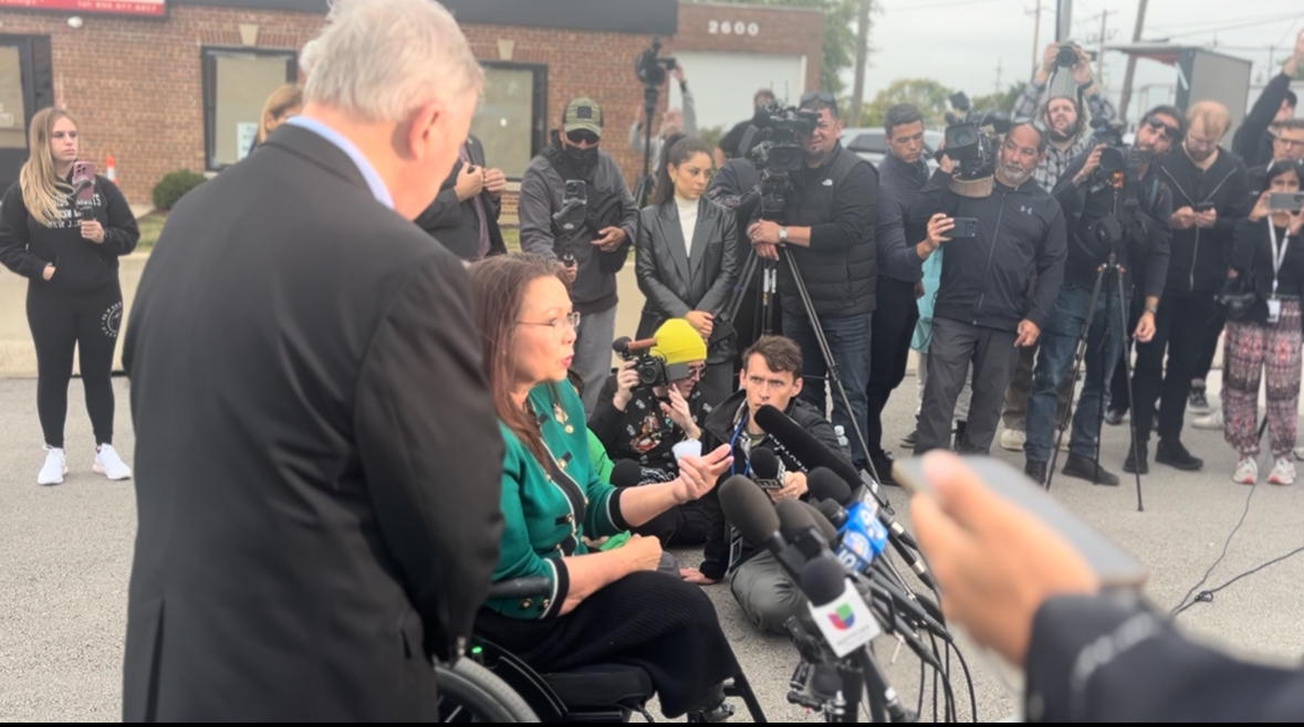 Broadview Ice Facility press conference with Senators Duckworth and Durbin. Friday, October 10, 2025.
