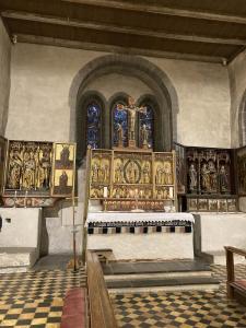 Three highly decorated medieval altarpieces in Trondenes Kirke