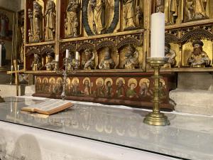 an altar, with a depiction of the Last Supper, from Trondenes Kirke
