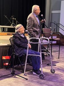 Dr. Eisenbach answering questions from students