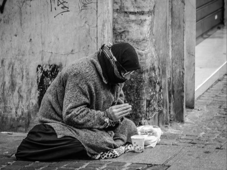 a homeless person in the street
