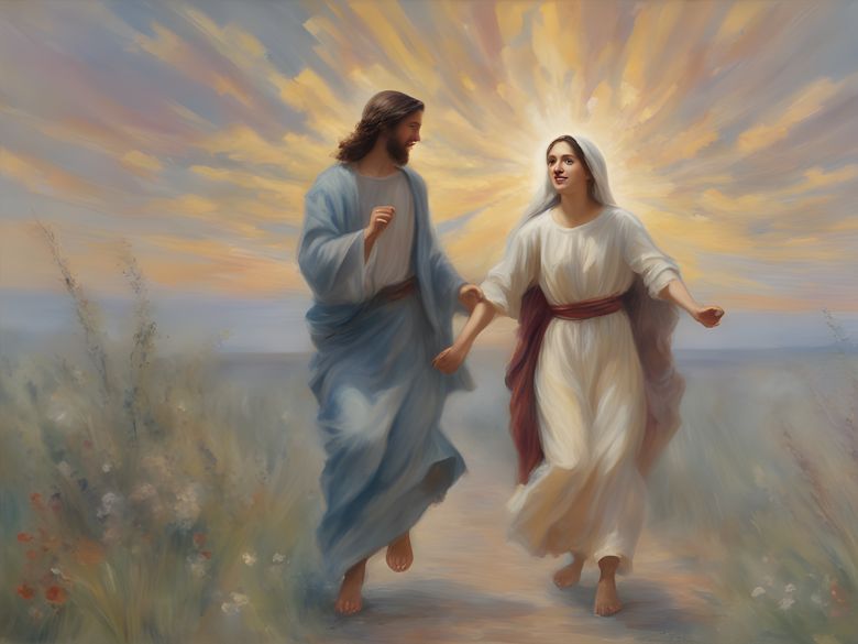 Jesus talking to a woman